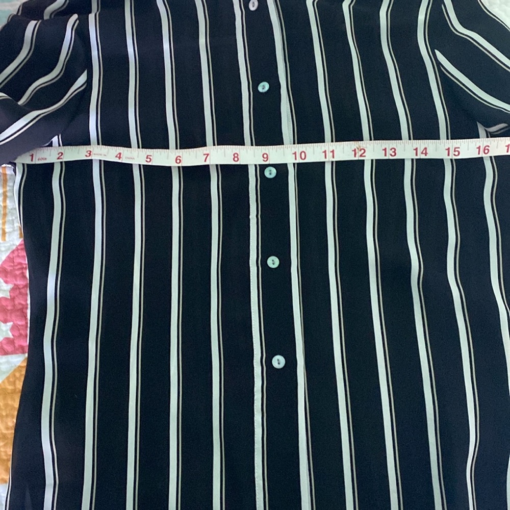 Kate Hill silk blouse, black with white vertical stripes, worn once - Picture 5 of 8